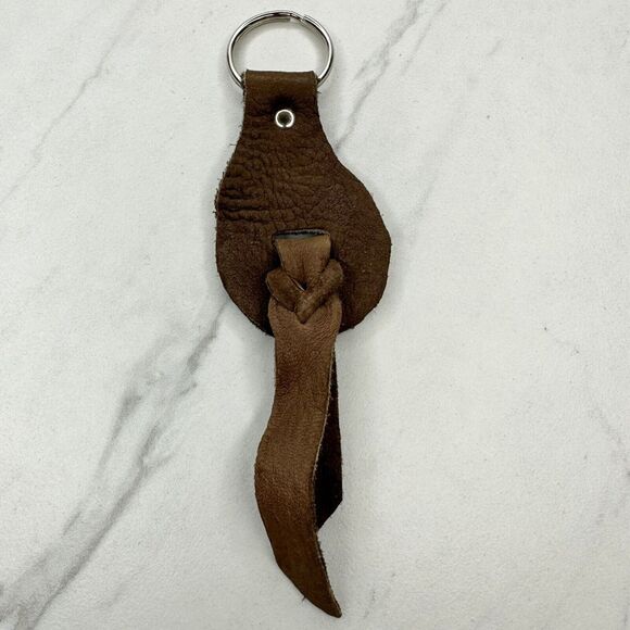 Soft Brown Leather Fringe Western Boho Keychain Keyring - Picture 1 of 7